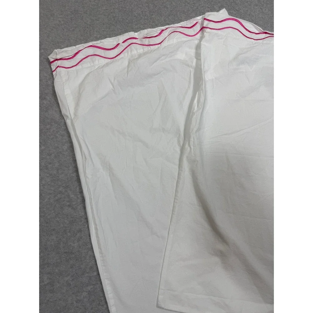 Pottery Barn Kids White Organic Cotton Pink Wavy Rickrack Pillowcases Set of 2
